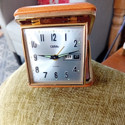 Vintage coral travel alarm - travel,